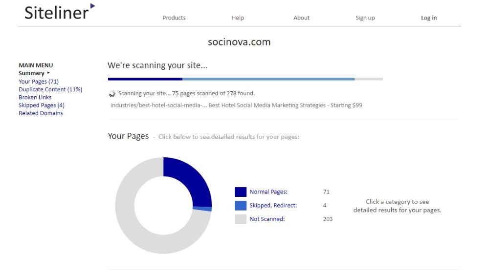 Siteliner website analyzer tool