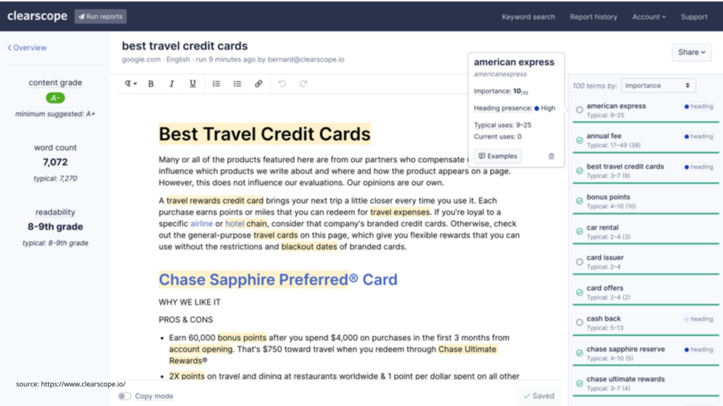 Clearscope: Content Strategy Optimization